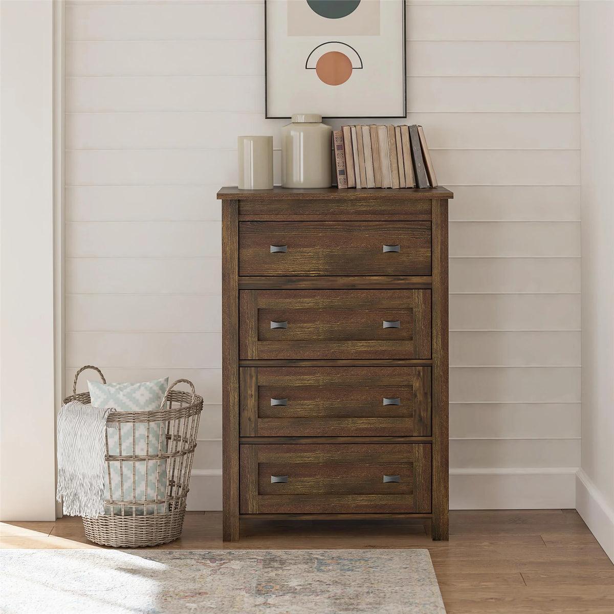 4 Drawer Weathered Oak Dresser U295196