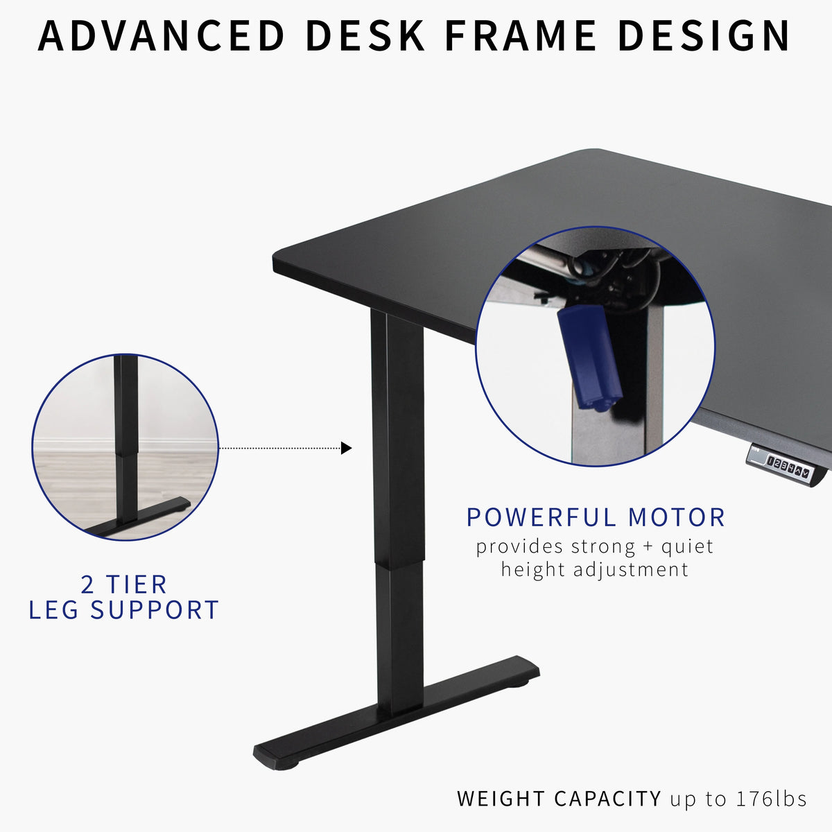 Electric 48" x 30" Stand Up Desk, Dark Walnut Top, Black Frame V9434