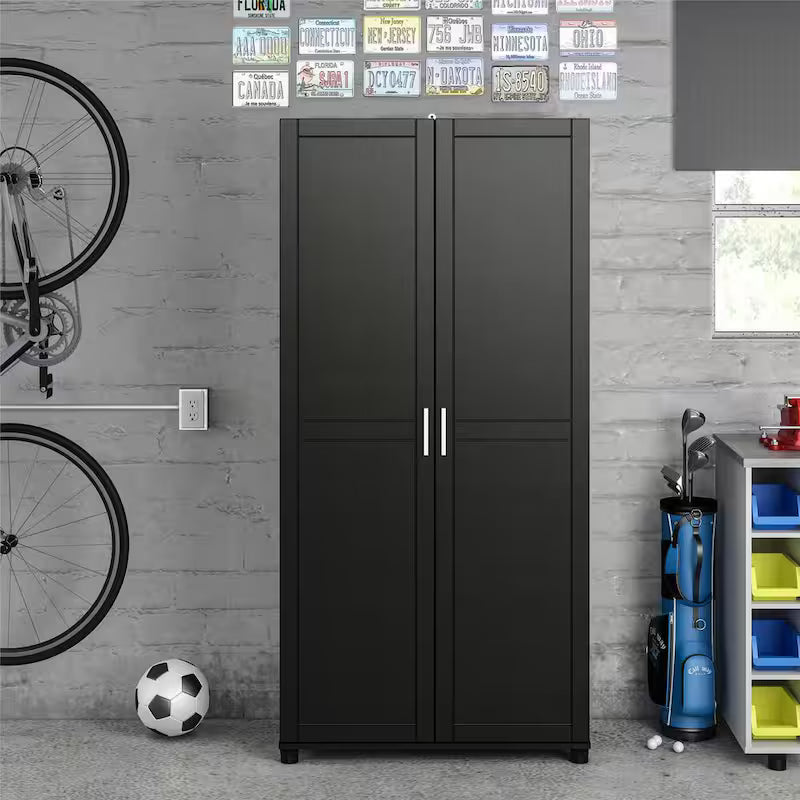 Black Wood Freestanding Garage Cabinet D550234