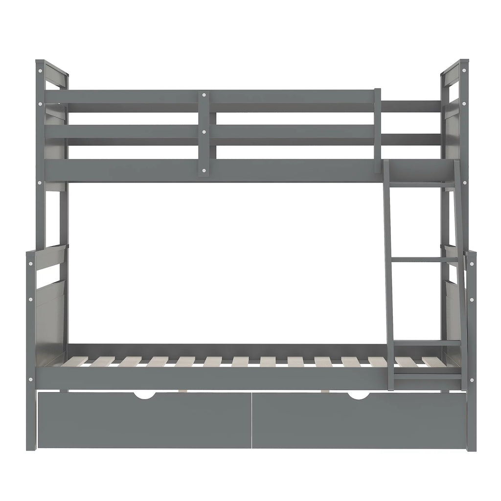 Gray Wood Convertible Bunk Bed with Drawers B140