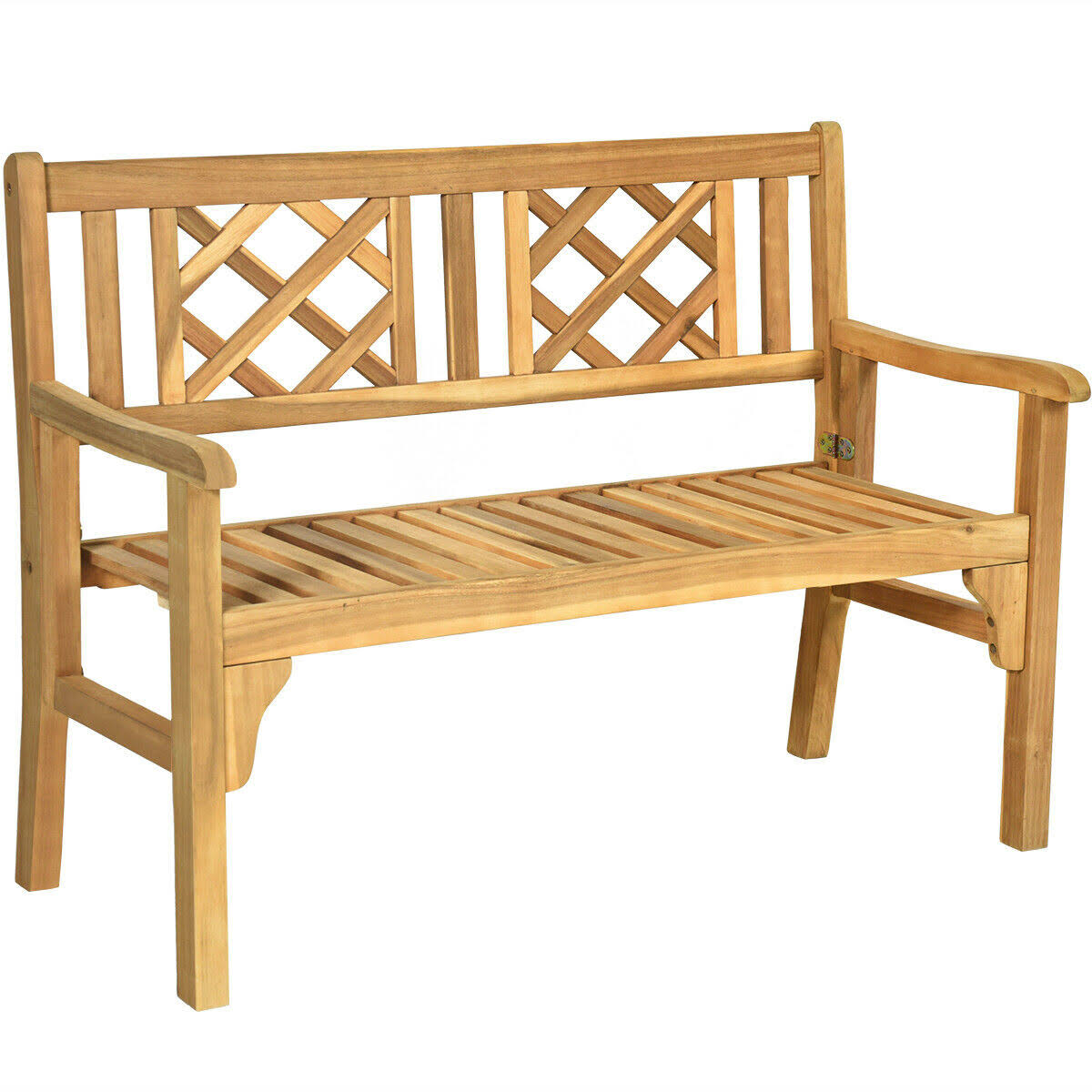 Patio Foldable Bench with Curved Backrest and Armrest K210